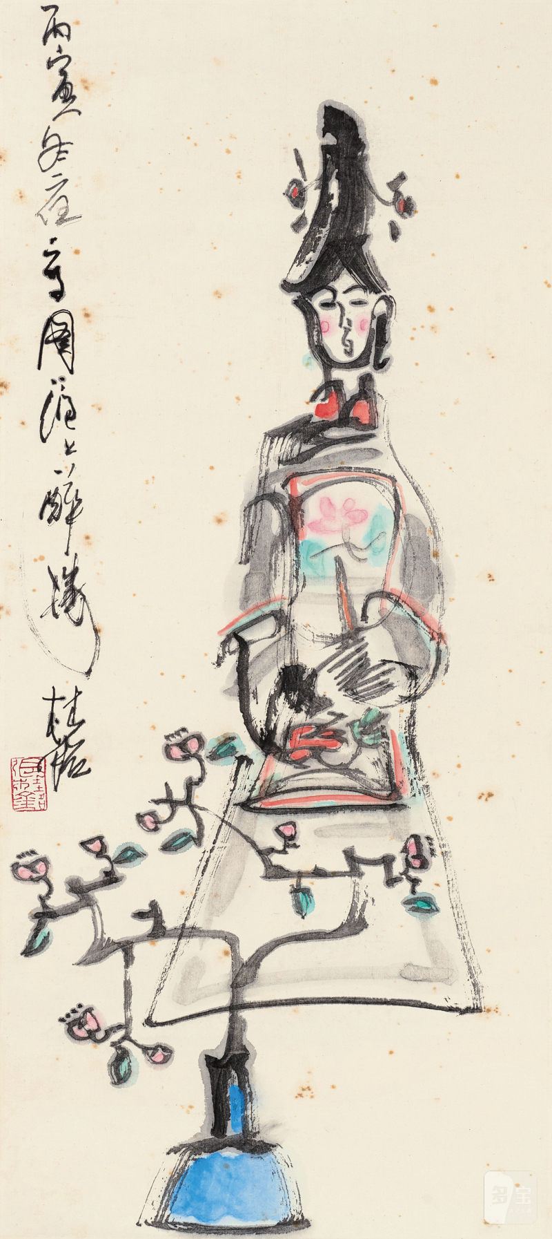 张桂铭 瓶花仕女图 - 图1